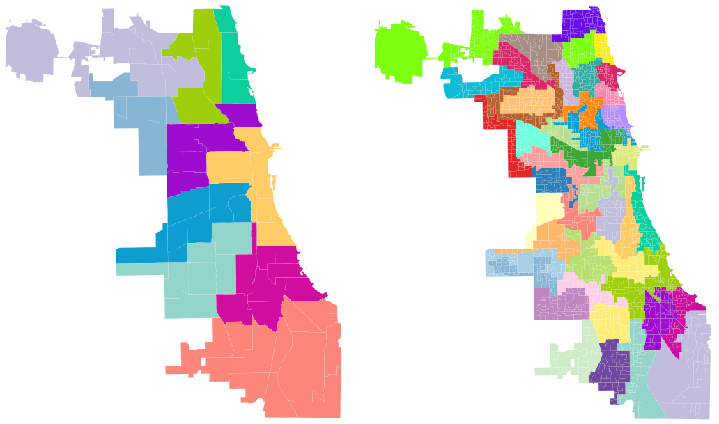 Two districting plans for Chicago